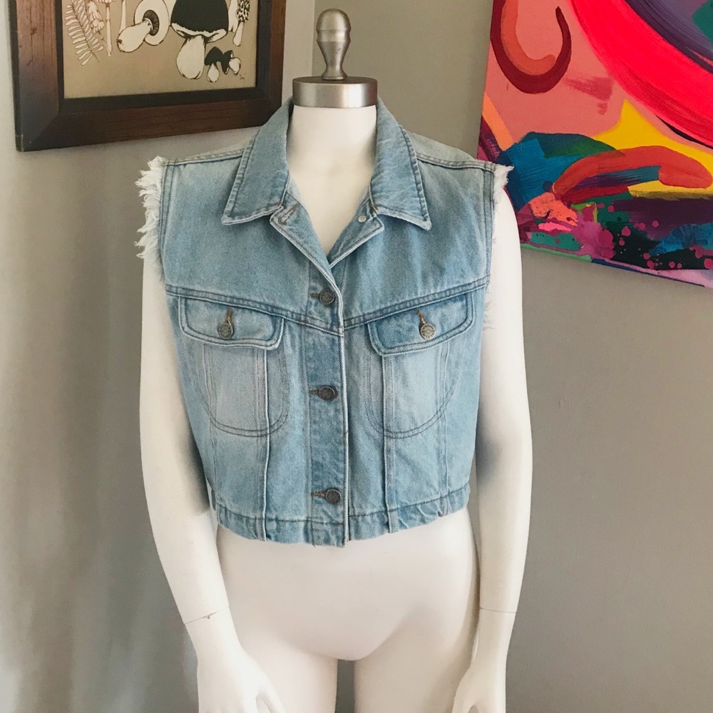 Vintage Denim Republic Distressed Light Wash Vest